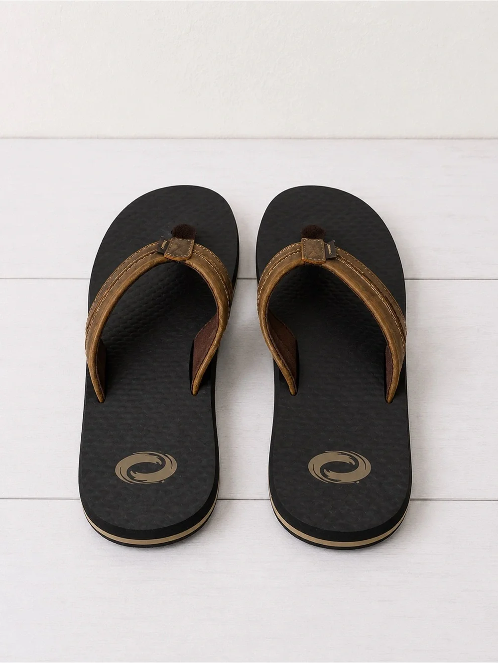 O'Rageous Men's Brown Vegan Leather Toe Post Casual Beach Summer Flip Flops NWOT
